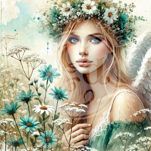 14 Sq Rustic Angel Woman 8x8 Printable