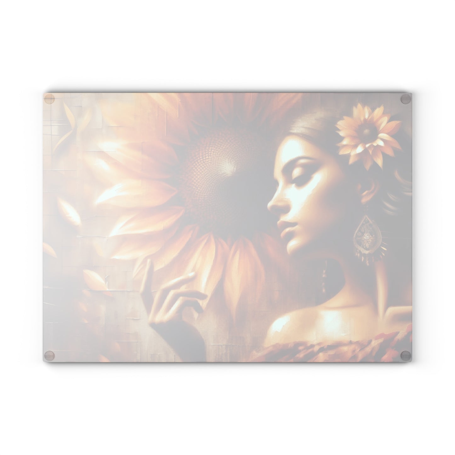 Glass Cutting Board - Poetic Sunflower Design