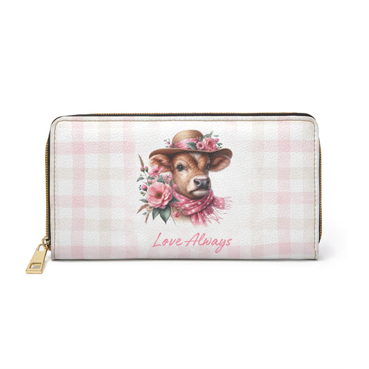 Zipper Wallet Love Always Dressed Up Cow Design