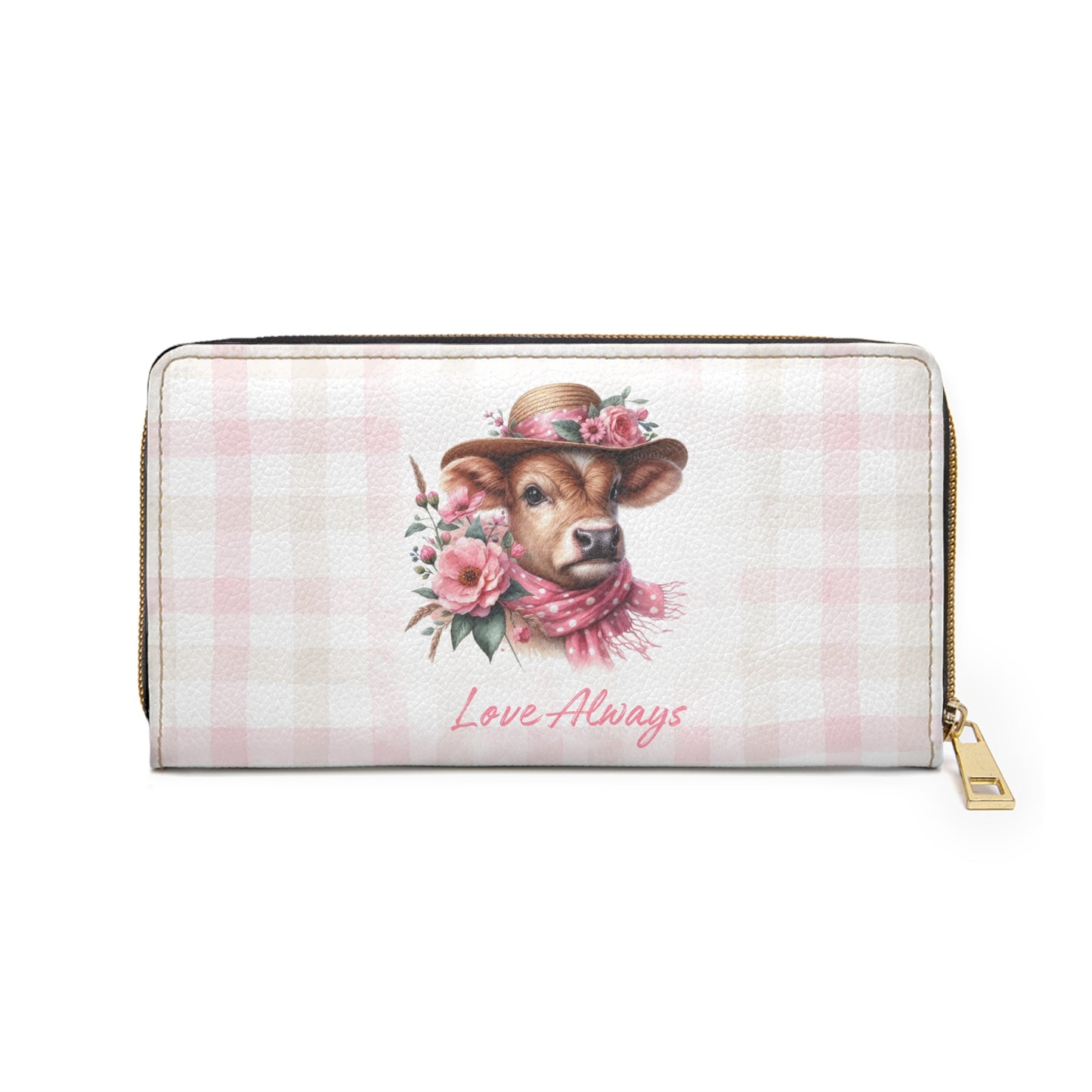 Zipper Wallet Love Always Dressed Up Cow Design