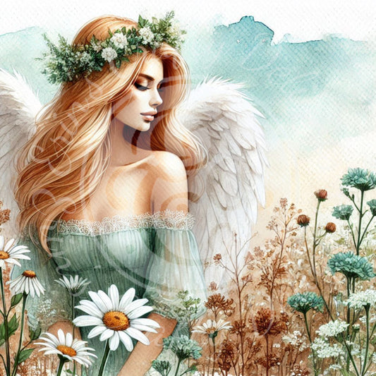 16 Sq Rustic Angel Woman 8x8 Printable