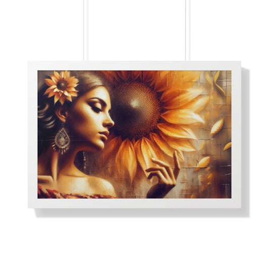 Poetic Sunflower Framed Horizontal Poster