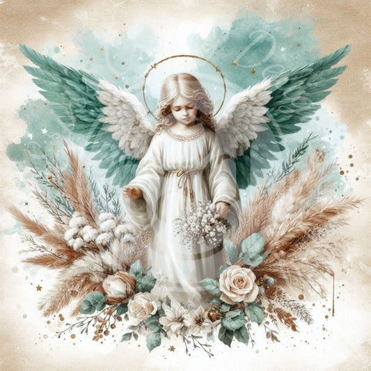 1 Sq Rustic Angel Child 8x8 Printable