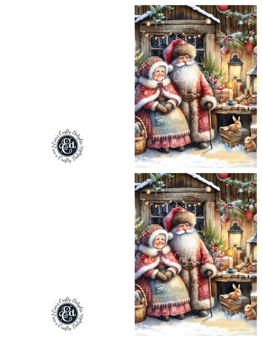 2 Cute Mr & Mrs Claus Christmas Card