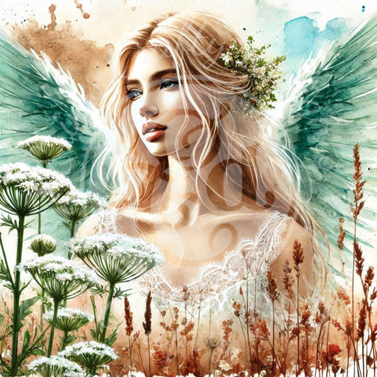 29 Sq Rustic Angel Woman 8x8 Printable