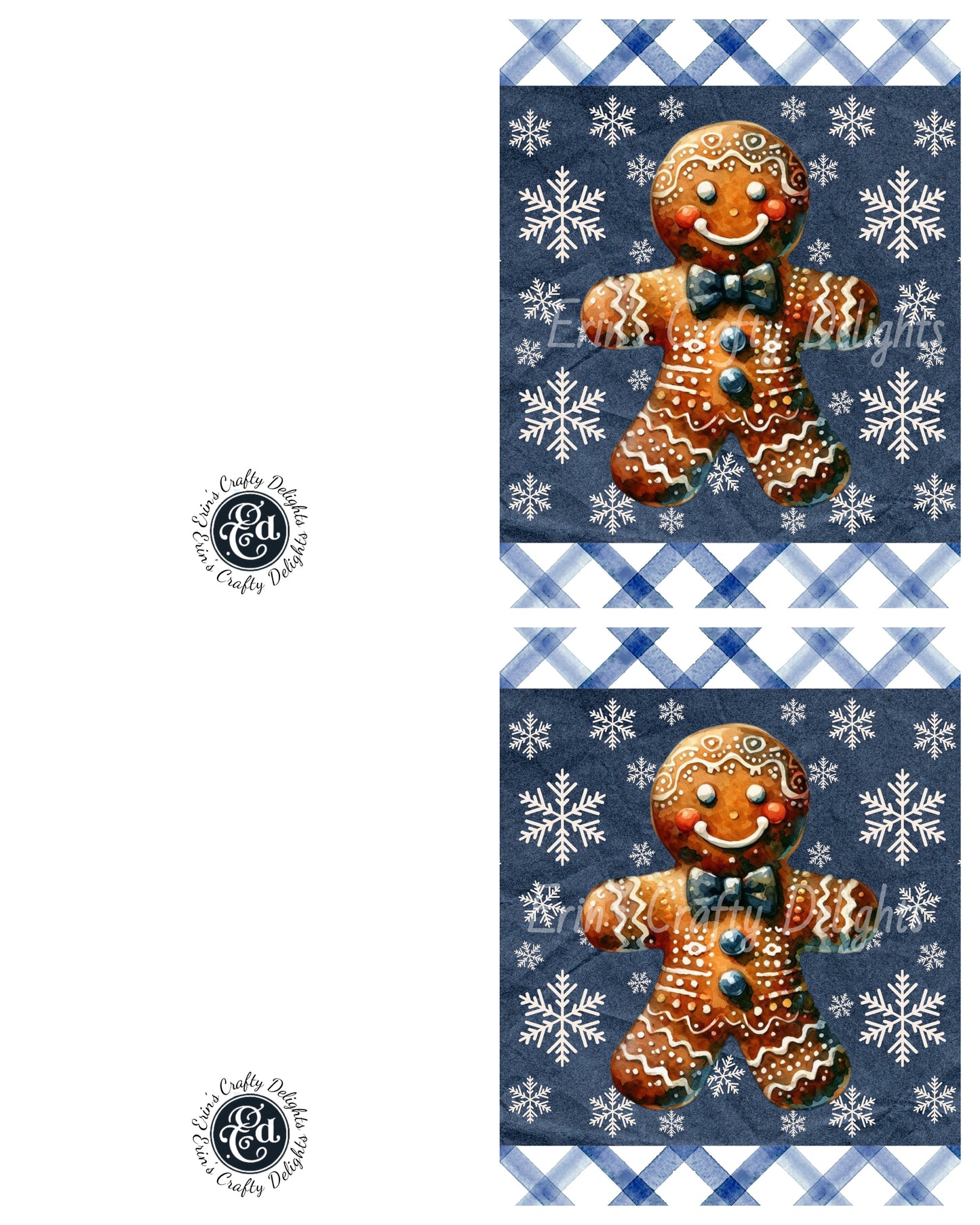 3 Rustic Gingerbread Man Christmas Card