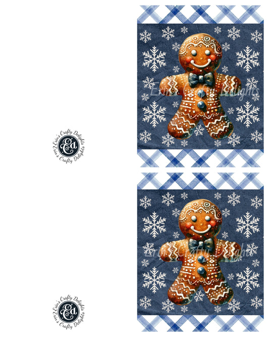 3 Rustic Gingerbread Man Christmas Card