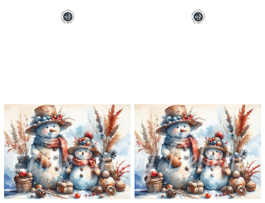 3 Rustic Snowman Christmas Card