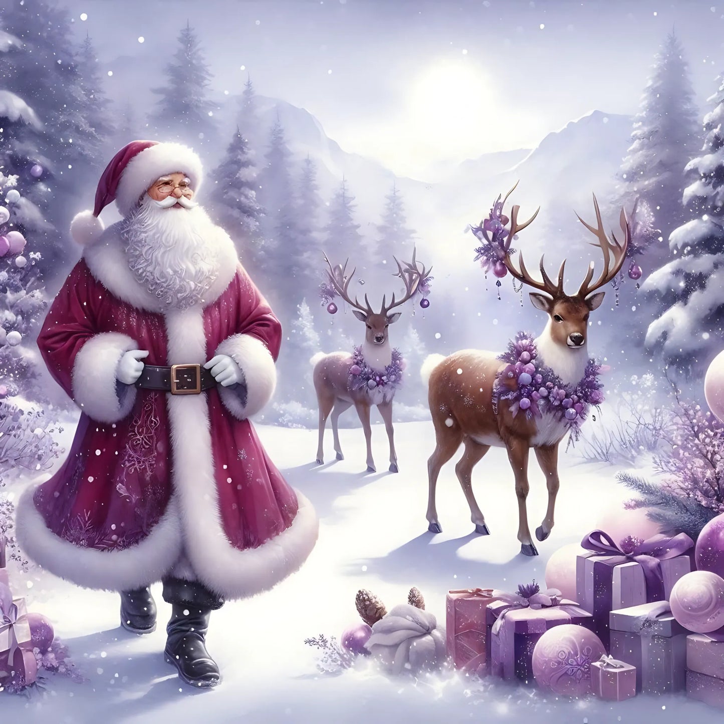 3 Purple Santa