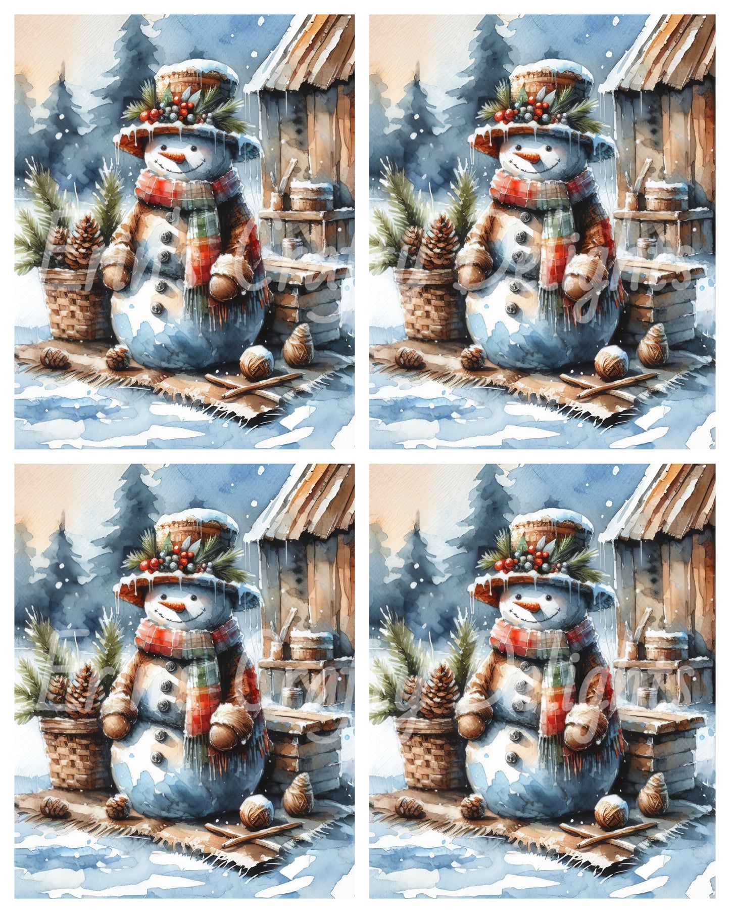 4 Rustic Snowman