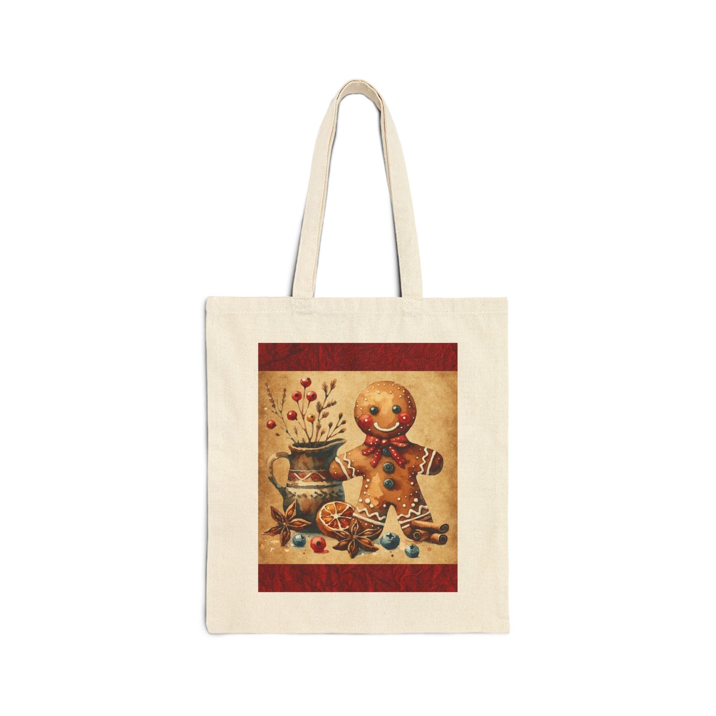 Rustic Gingerbread Man Cotton Canvas Tote Bag
