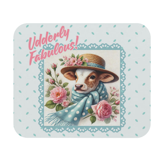 Mouse Pad - Udderly Fabulous! Dressed Up Brown Cow Design