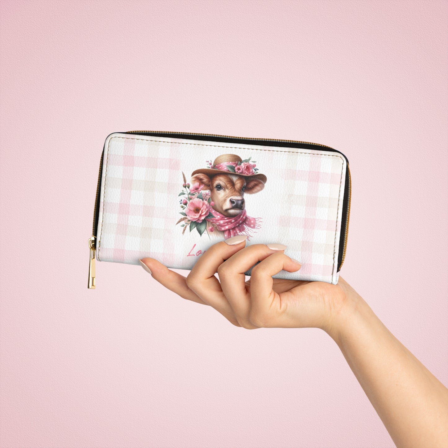 Zipper Wallet Love Always Dressed Up Cow Design