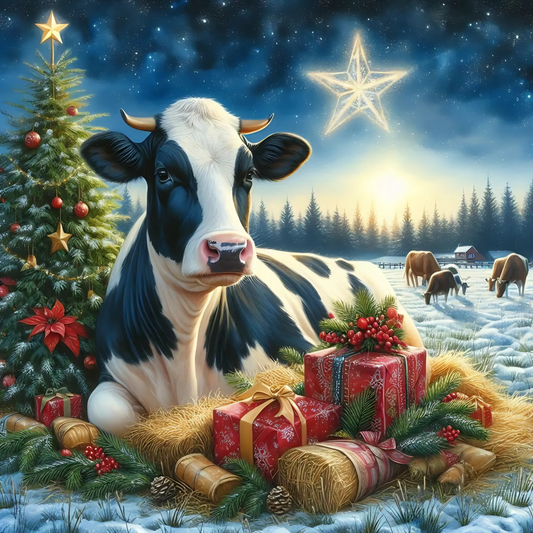 4 Christmas Holstein Cow