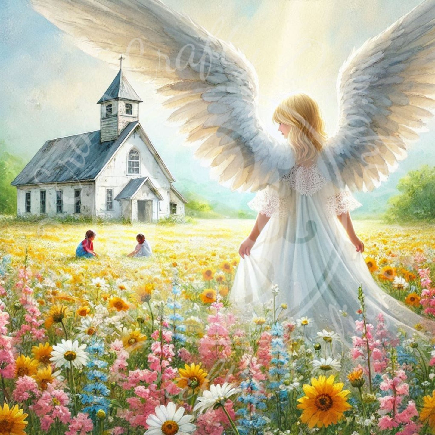 5 Sq Angels Watching Over Us 8x8 Printable