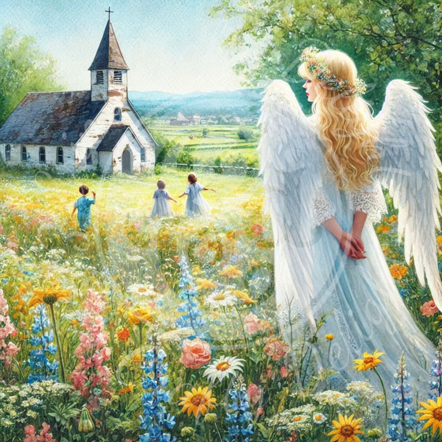 6 Sq Angels Watching Over Us 8x8 Printable