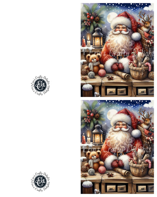 3 Rustic Santa Christmas Card