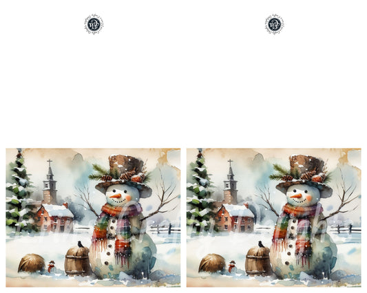 6 Rustic Snowman Christmas Card