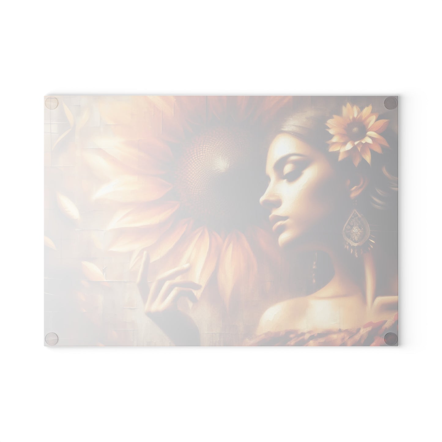 Glass Cutting Board - Poetic Sunflower Design
