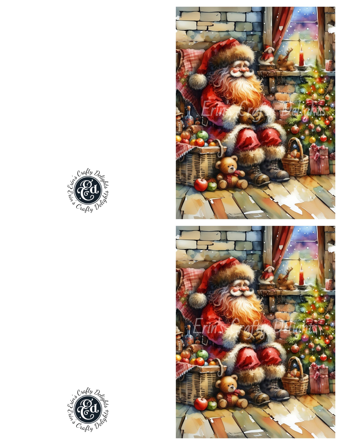 4 Rustic Santa Christmas Card