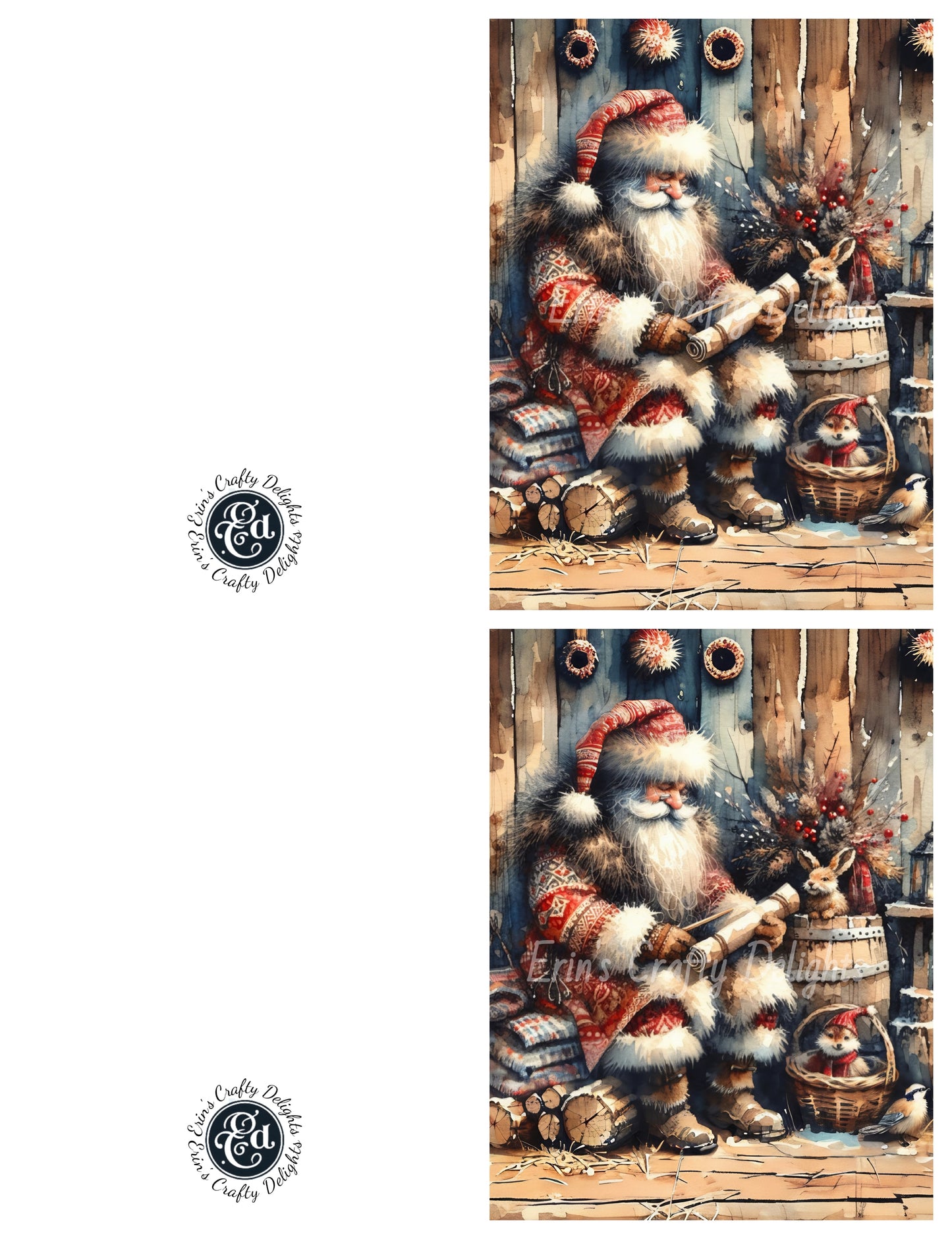 5 Rustic Santa Christmas Card