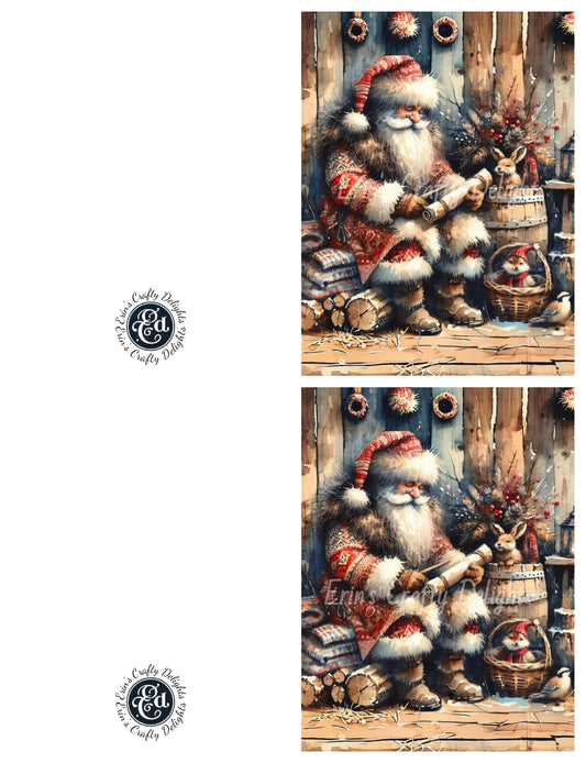5 Rustic Santa Christmas Card
