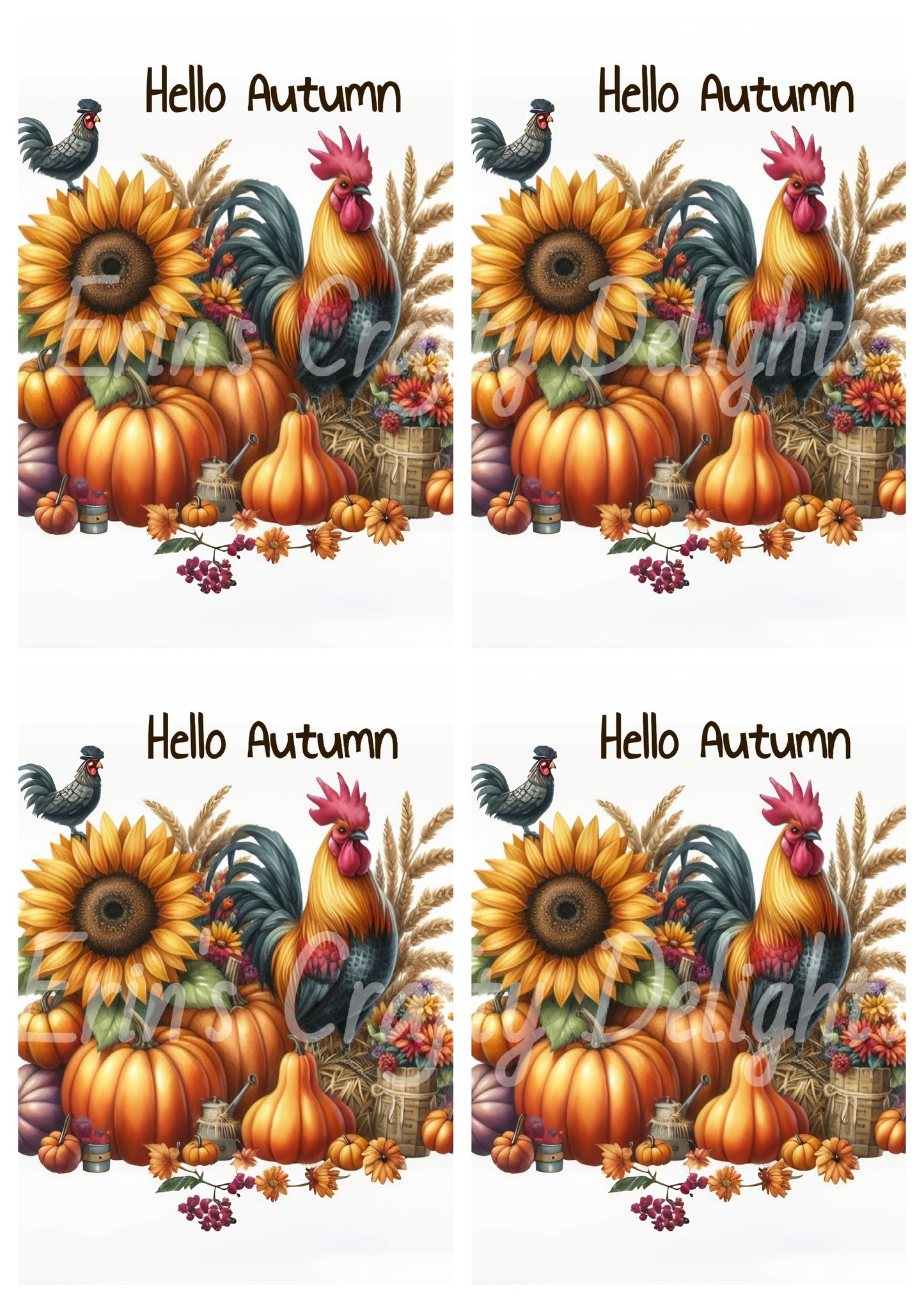 7 Hello Autumn Fall Rooster