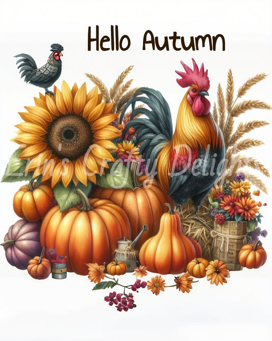7 Hello Autumn Fall Rooster