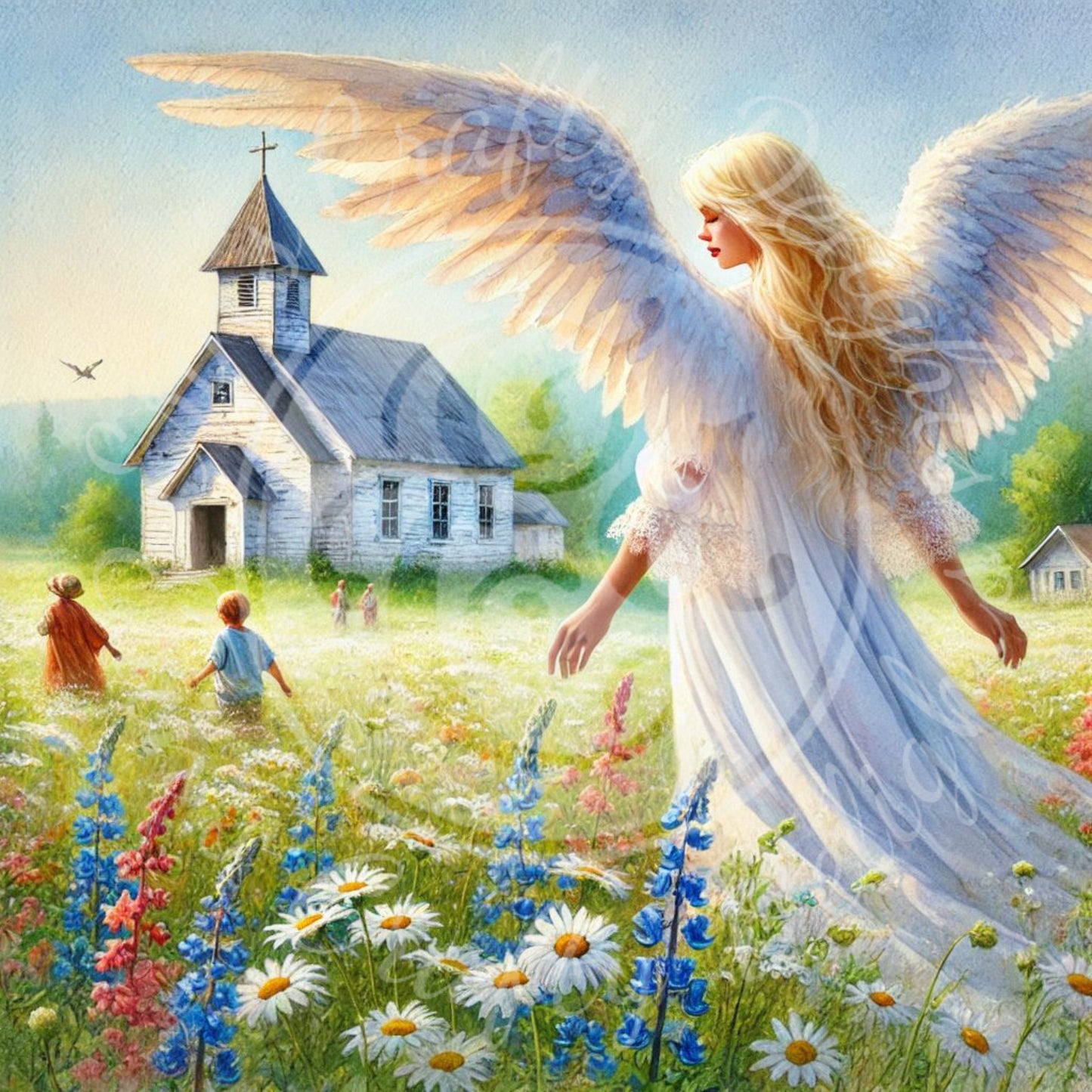 8 Sq Angels Watching Over Us 8x8 Printable