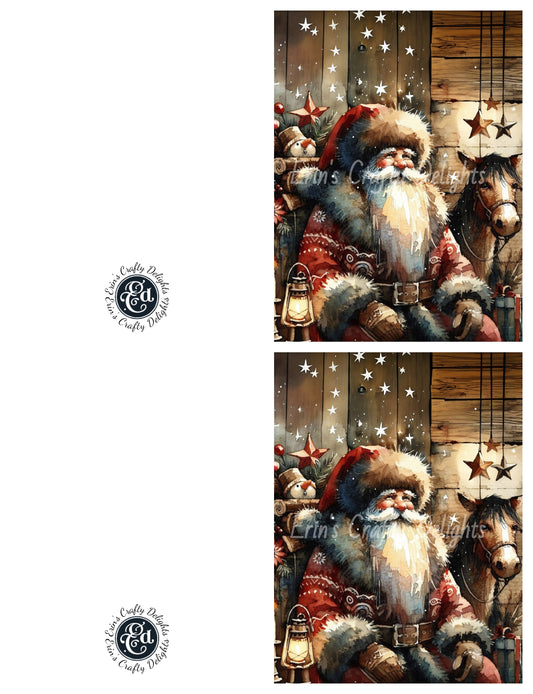 6 Rustic Santa Christmas Card