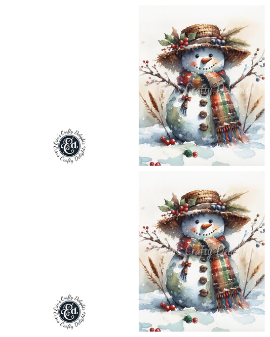 8 Rustic Snowman Christmas Card