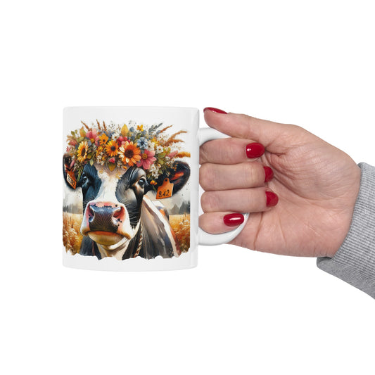 Happy Fall Y'all Cow Ceramic Mug, (11oz, 15oz)