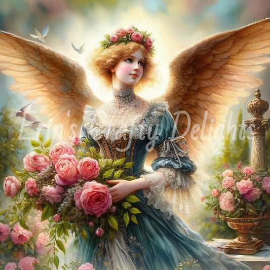 12 HMS Victorian Angel Mix Size Printable Set