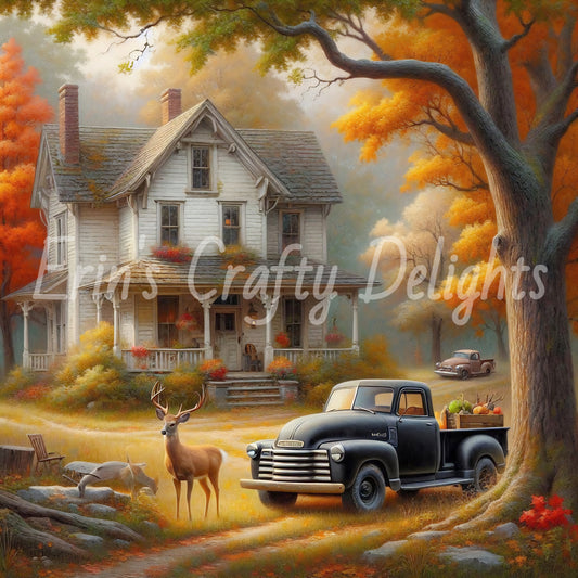 1 MS Autumn Black Truck and Farmhouse Mix Size Printable Set