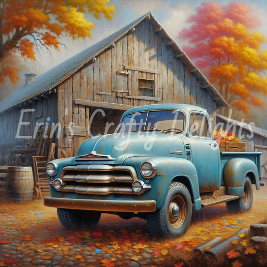1 MS Autumn Blue Truck and Barn Mix Size Printable Set