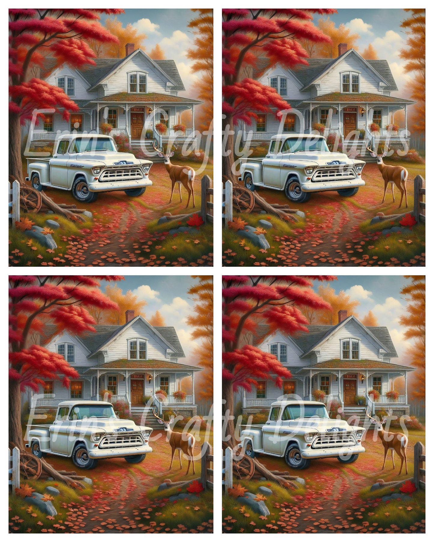 1 MS Autumn White Truck and Farmhouse 8x10 Mix Size Printable Set
