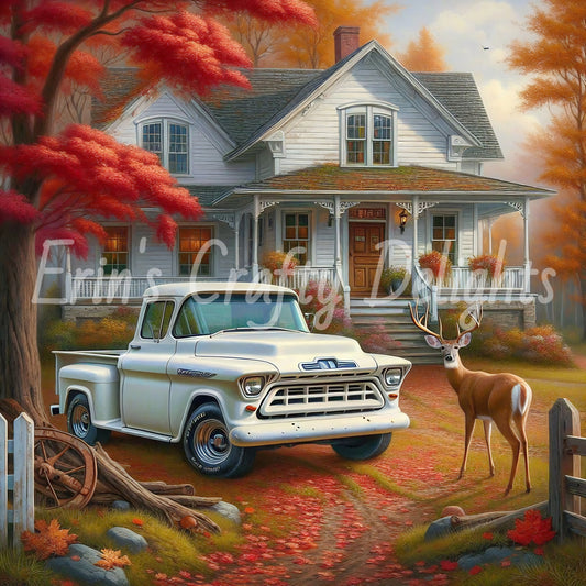 1 MS Autumn White Truck and Farmhouse 8x10 Mix Size Printable Set