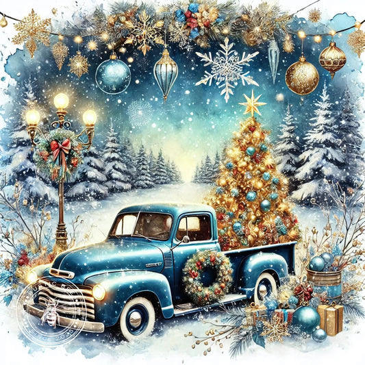 1 Blue Christmas Truck