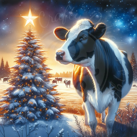 1 Christmas Holstein Cow & Christmas Tree