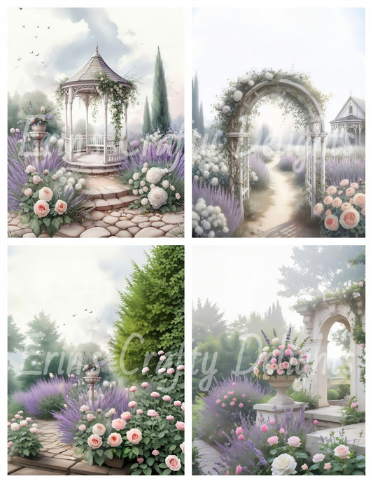 Lavender Garden Junk Journal 4 Quarter Page Set