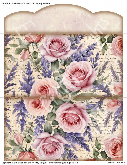 Lavender Garden Folio with Pockets and Ephemera