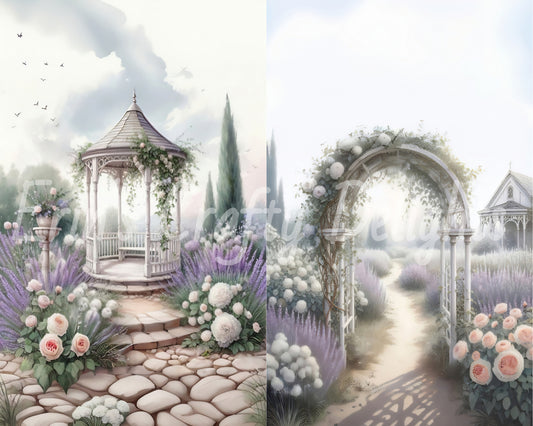 Lavender Garden Junk Journal Half Page Set
