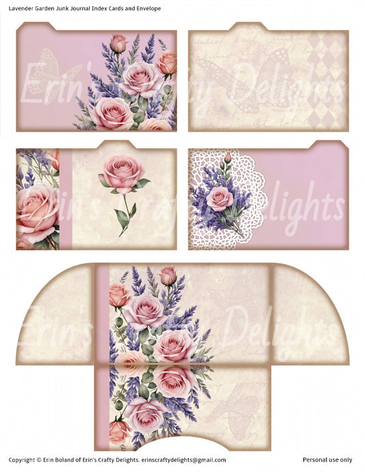 Lavender Garden Index Cards and Envelope