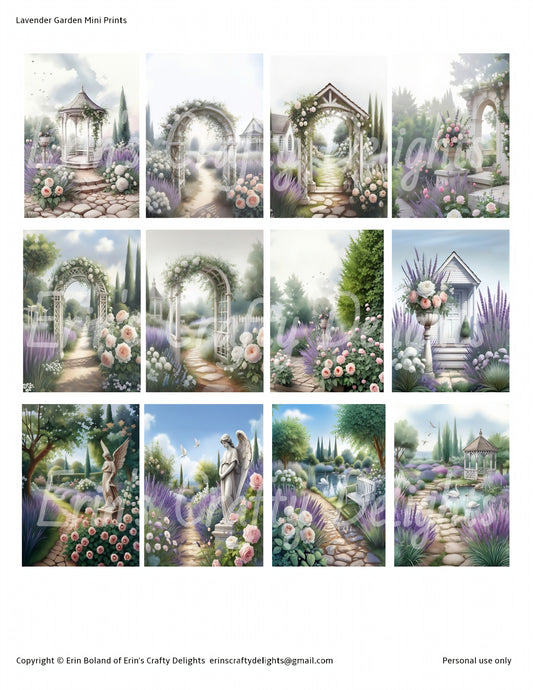 Lavender Garden Junk Journal Mini Page Set