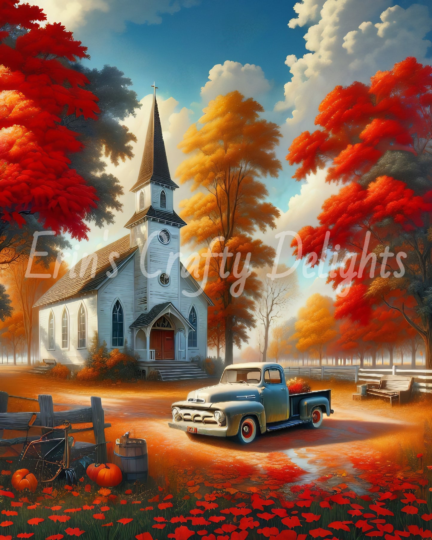 2 Autumn Black Truck and Church