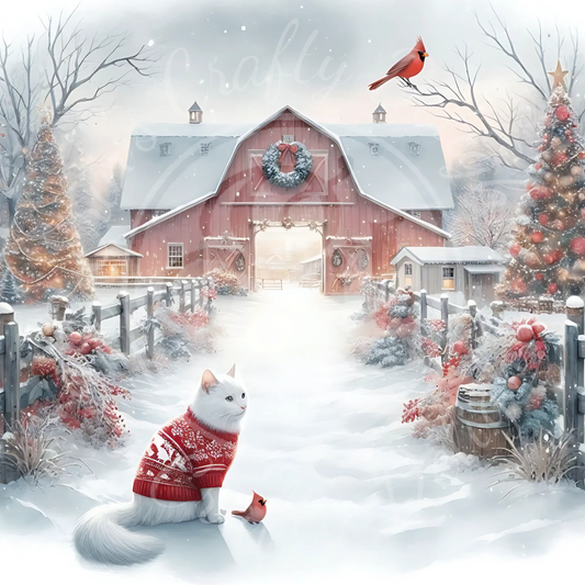 2 Christmas Cat and Barn