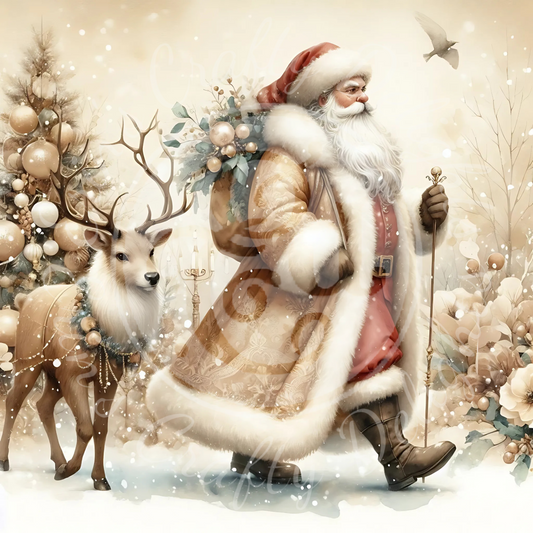 3 Neutral Santa & Reindeer