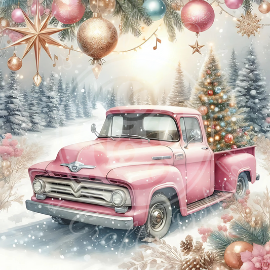 3 Pink Christmas Truck