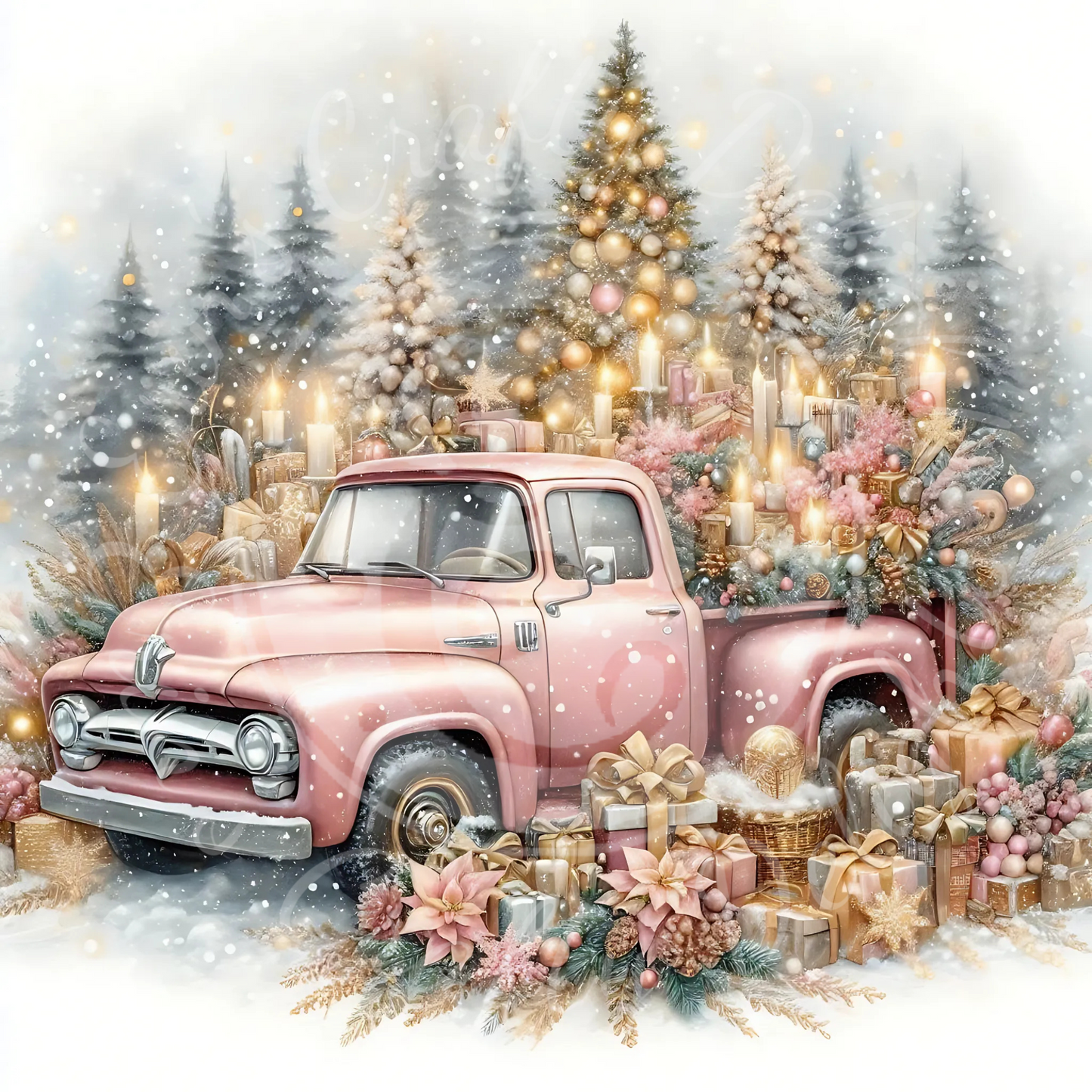 4 Pink Christmas Truck