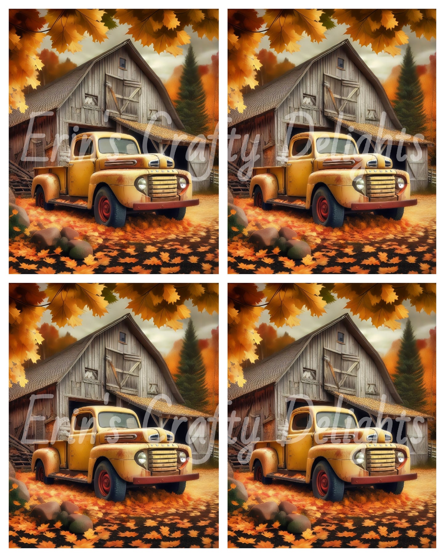 5 Autumn Yellow Truck and Barn